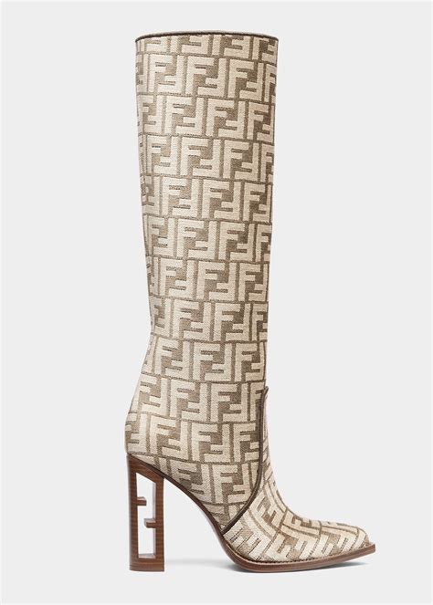 fendi red over the knee boots|Fendi vitello jacquard knee boots.